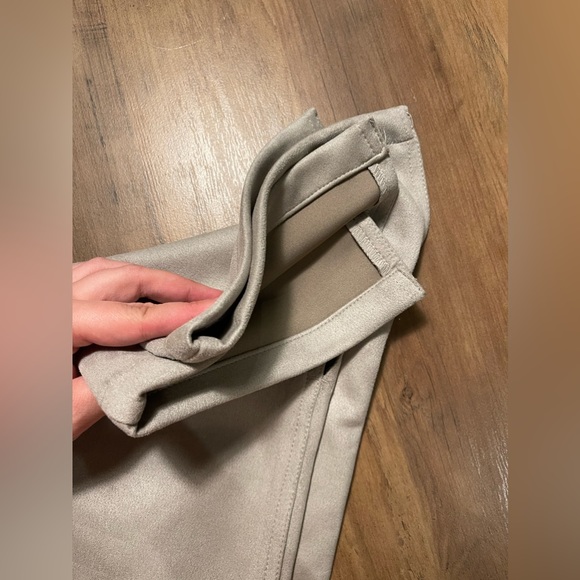 Grey slim faux suede slit high rise flare pants - Picture 12 of 12